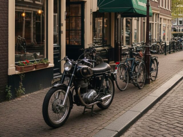 Motorfiets parkeren op de stoep
